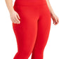 ID Ideology Leggings femininas de compressão, cintura alta, bolso lateral, comprimento 7/8, vermelho, tamanho 3X