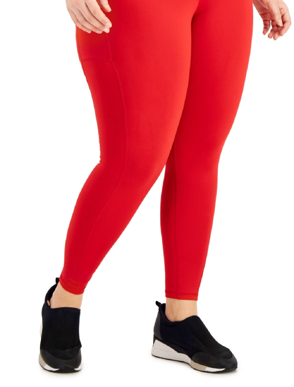 ID Ideology Leggings femininas de compressão, cintura alta, bolso lateral, comprimento 7/8, vermelho, tamanho 3X