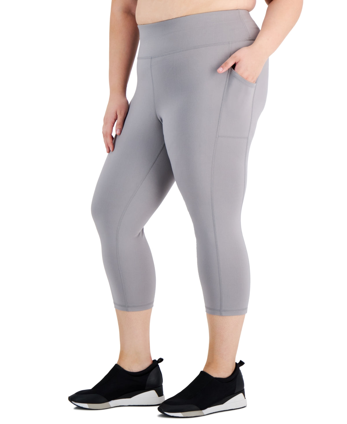 Leggings curtas femininas ID Ideology cinza tamanho 2X