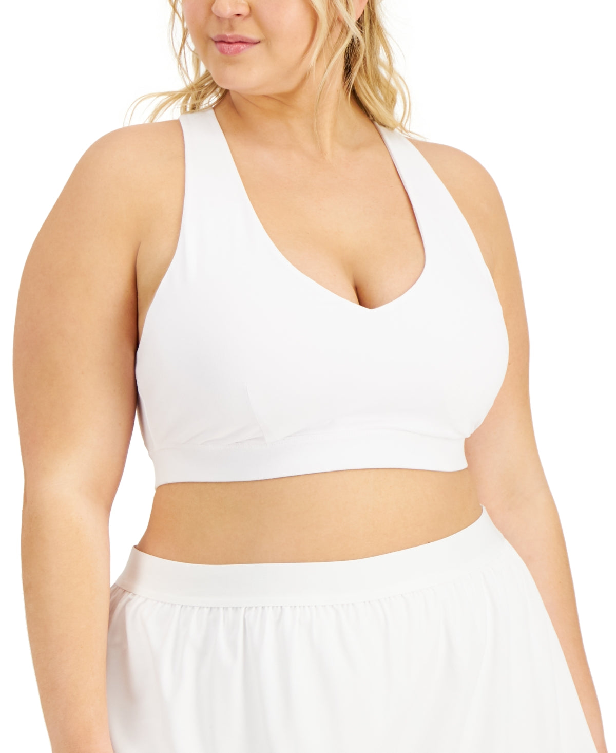 Conjunto de sutiã esportivo feminino ID Ideology, branco, tamanho 1X