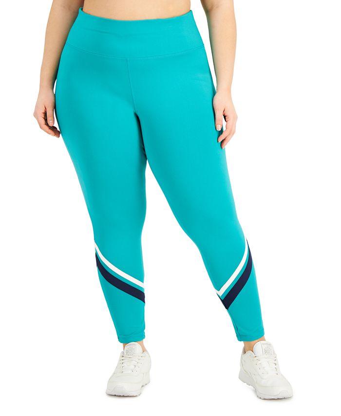 Legging feminina listrada ID Ideology com bolso lateral 7/8, verde, tamanho 2X
