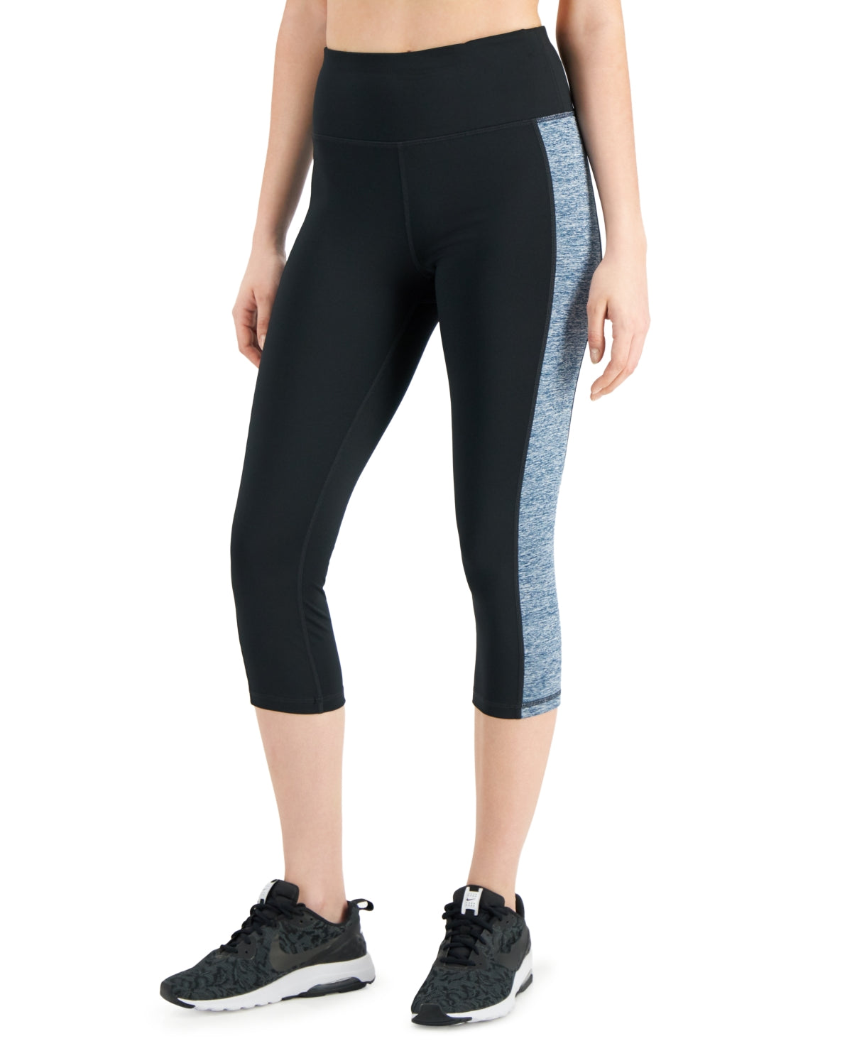 ID Ideology Leggings Cropped Colorblocked Femininas, Pretas, Tamanho P