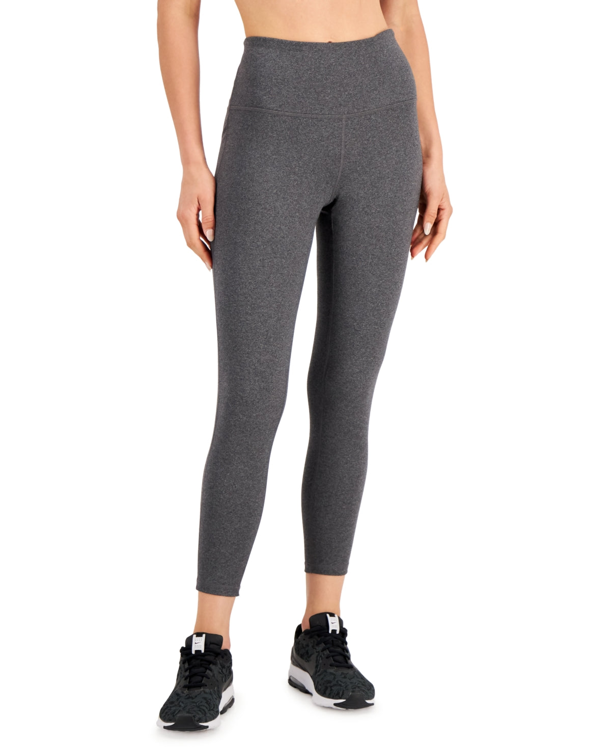 Conjunto de moletom feminino ID Ideology Essentials, comprimento 7/8, leggings, cinza, tamanho médio