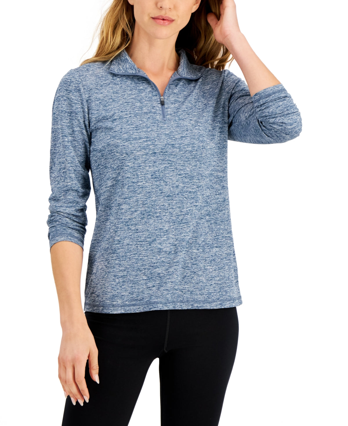ID Ideology Essentials Top 1/4 com zíper feminino azul tamanho grande