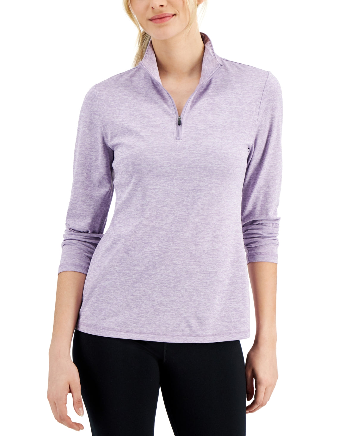 ID Ideology Essentials Top 1/4 com zíper feminino roxo tamanho XX-G