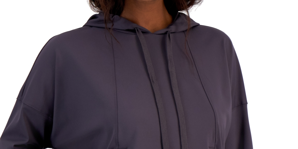 ID Ideology Moletom feminino relaxado com capuz tecnológico sólido cinza tamanho X-S