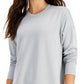 ID Ideology Top feminino com decote redondo e fenda lateral, cinza, tamanho XX-G