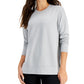 ID Ideology Top feminino com decote redondo e fenda lateral, cinza, tamanho XX-G