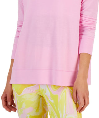 ID Ideology Top feminino ativo sólido com gola redonda rosa tamanho XX-G