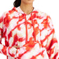 ID Ideology Moletom com capuz feminino Relaxed Twist Tech estampado vermelho tamanho XX-G