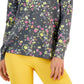 ID Ideology Moletom feminino com estampa de amor-perfeito ativo e fenda lateral, gola redonda relaxada, amarelo, tamanho extrapequeno