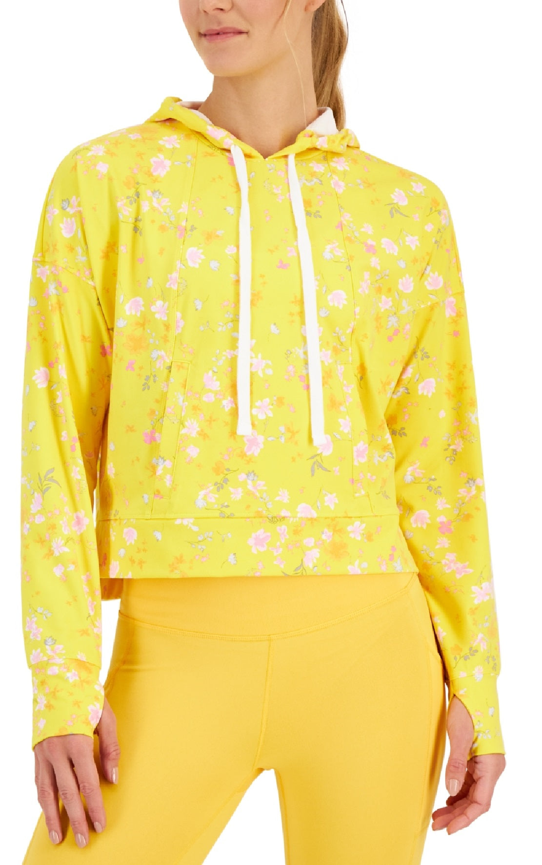 ID Ideology Moletom feminino relaxado Pansy Techy amarelo tamanho X-S
