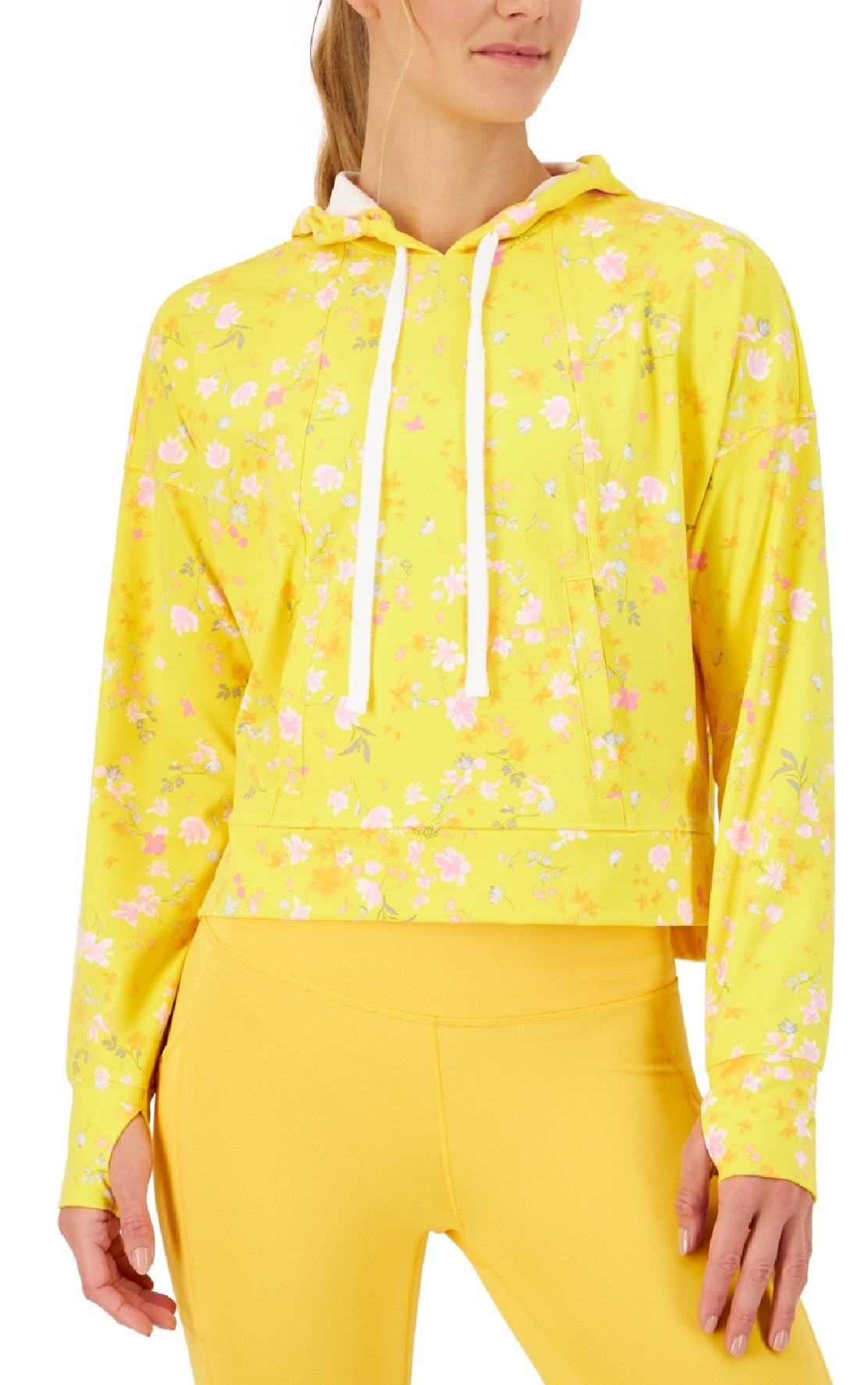 ID Ideology Moletom feminino relaxado Pansy Techy amarelo tamanho X-S