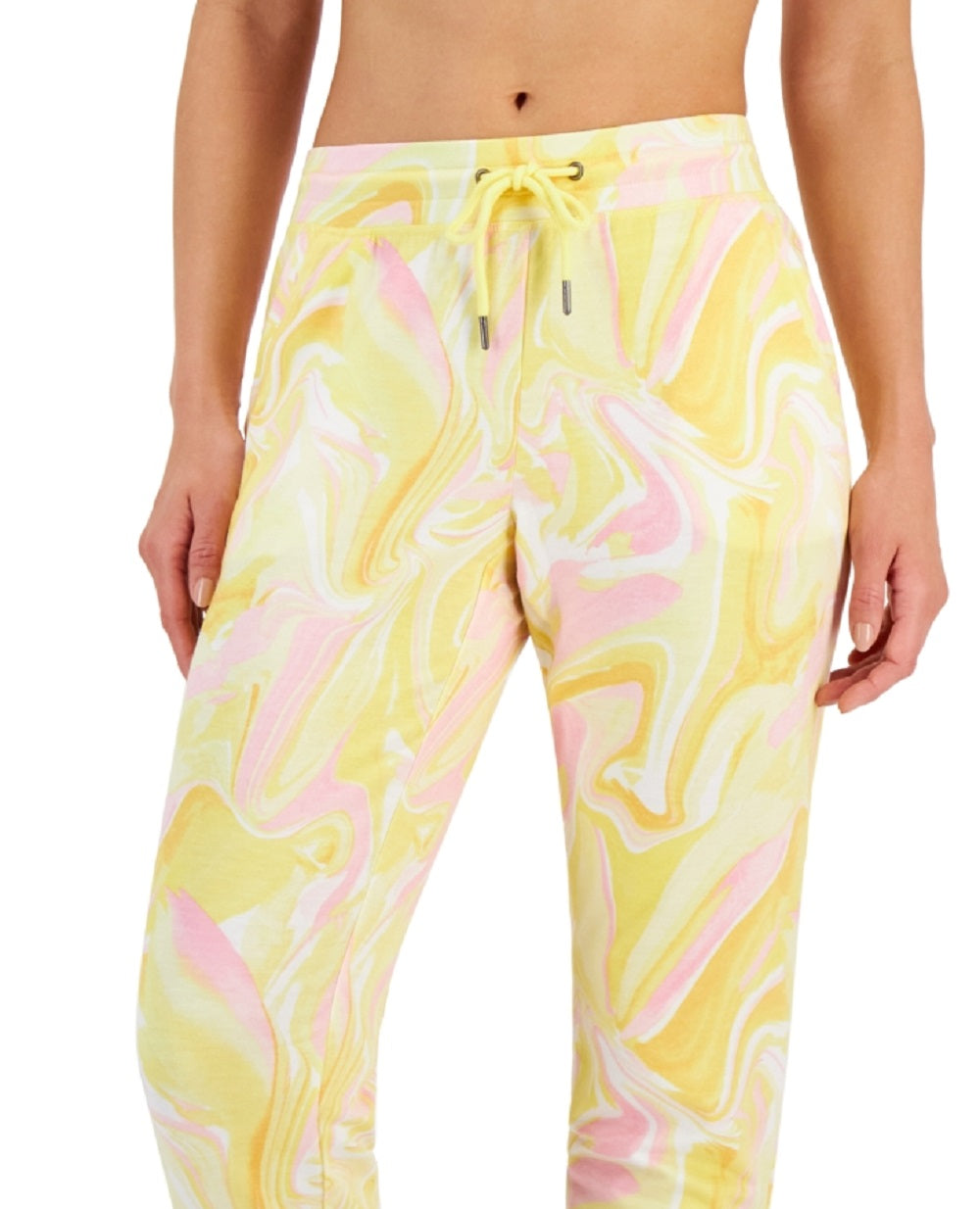 Calça jogger slim estampada Active Whirl feminina ID Ideology, amarela, tamanho extragrande