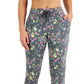 Calça de corrida feminina ID Ideology com estampa floral Pansy Slim Fit e cordão, cinza, tamanho grande