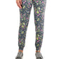 Calça de corrida feminina ID Ideology com estampa floral Pansy Slim Fit e cordão, cinza, tamanho grande