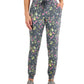 Calça de corrida feminina ID Ideology com estampa floral Pansy Slim Fit e cordão, cinza, tamanho grande