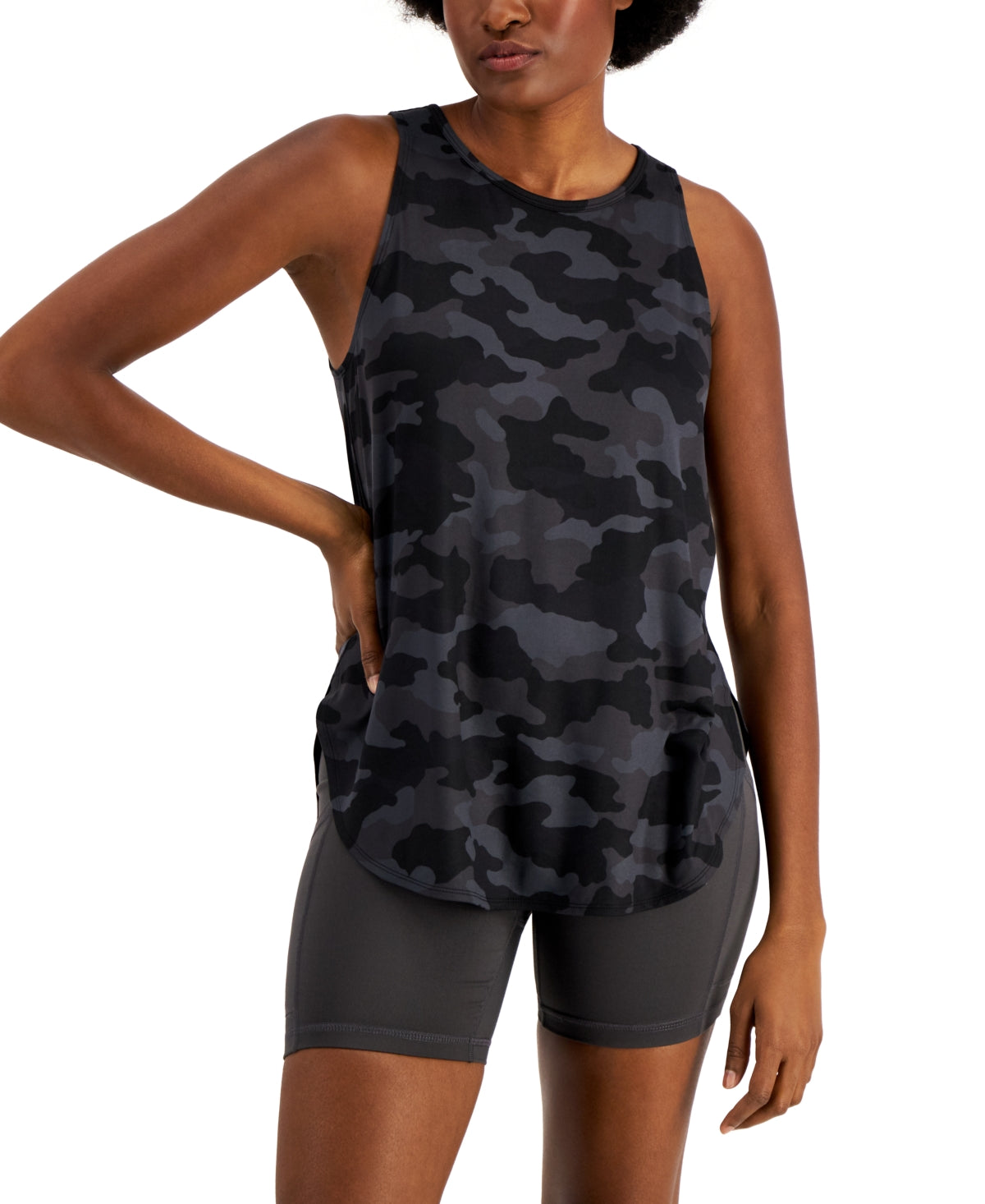 Conjunto de moletom feminino ID Ideology Essentials com regata camuflada preta, tamanho XX-G