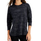 ID Ideology Pulôver feminino com gola redonda e camuflagem relaxada, preto, tamanho XX-G