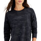 ID Ideology Pulôver feminino com gola redonda e camuflagem relaxada, preto, tamanho XX-G