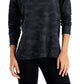 ID Ideology Pulôver feminino com gola redonda e camuflagem relaxada, preto, tamanho XX-G