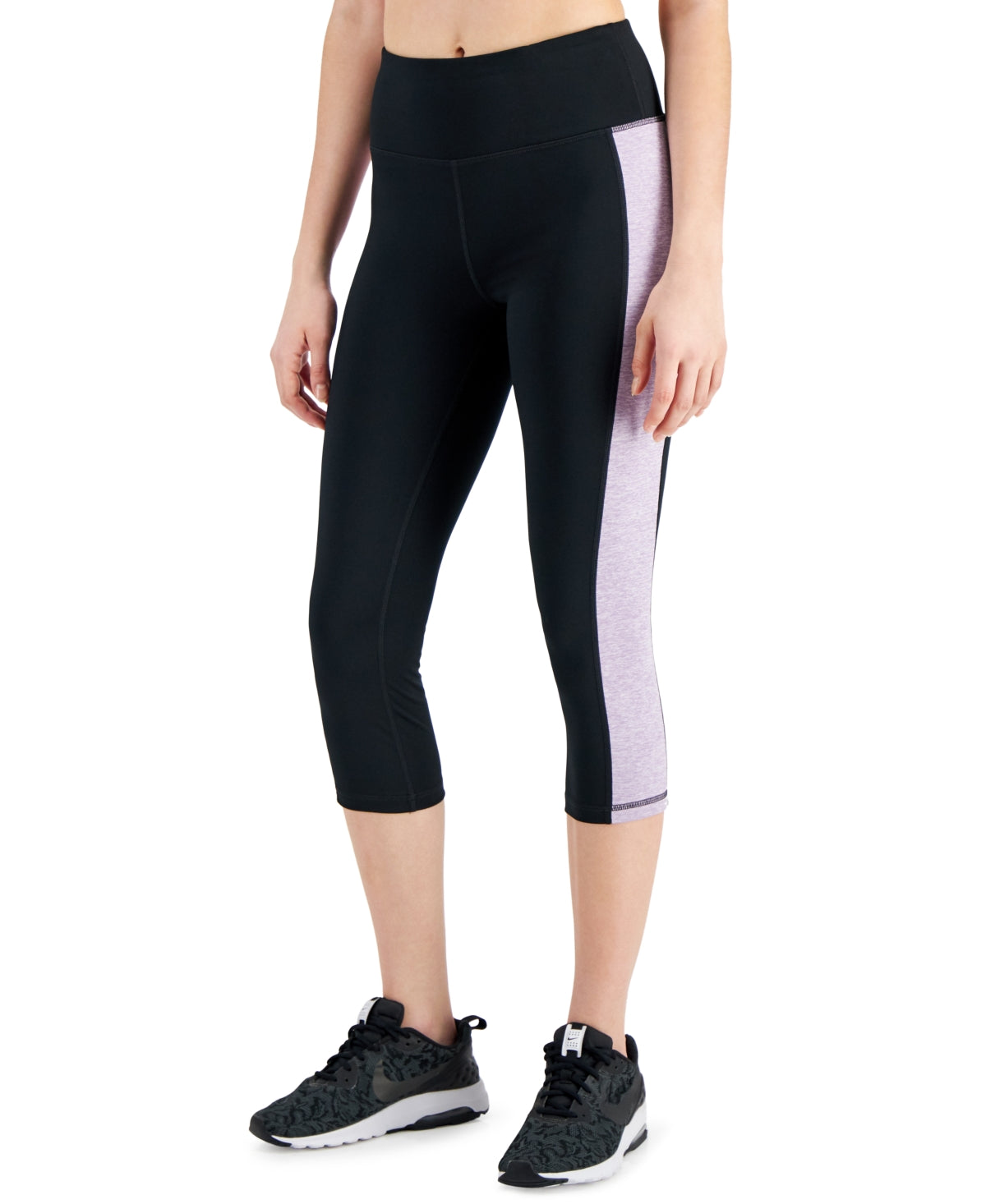 Leggings curtas femininas ID Ideology Colorblocked, pretas, tamanho pequeno P