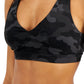 Sutiã esportivo feminino ID Ideology com estampa camuflada de baixo impacto, preto, tamanho grande