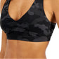Sutiã esportivo feminino ID Ideology com estampa camuflada de baixo impacto, preto, tamanho XX-G