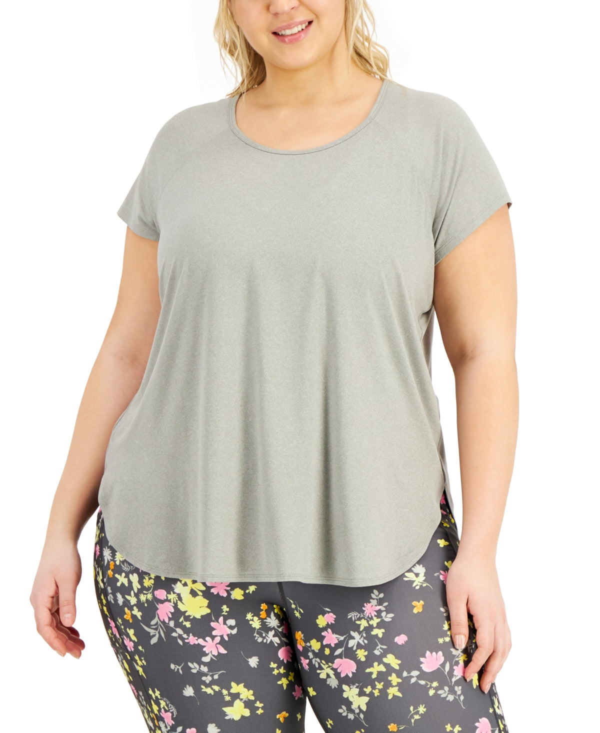 Conjunto de moletom feminino ID Ideology, camiseta cinza, tamanho 1X