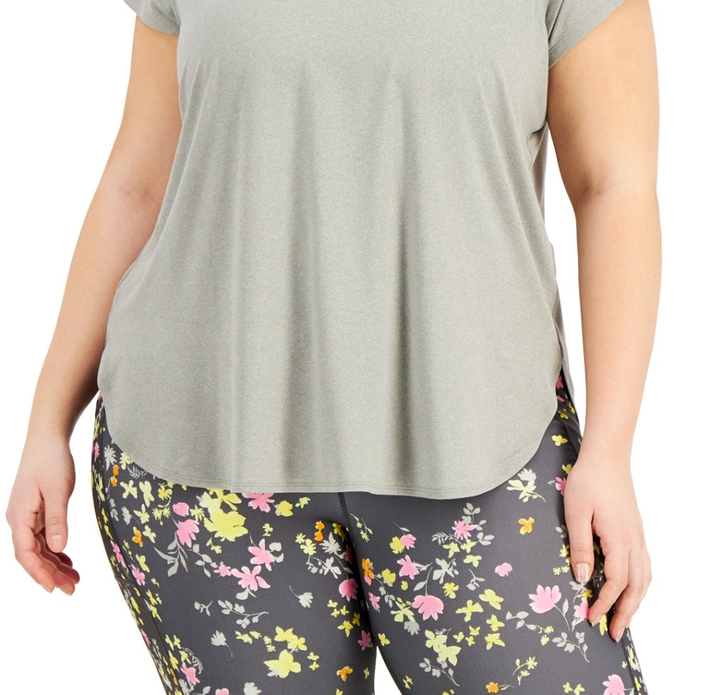 Conjunto de moletom feminino ID Ideology, camiseta cinza, tamanho 4X