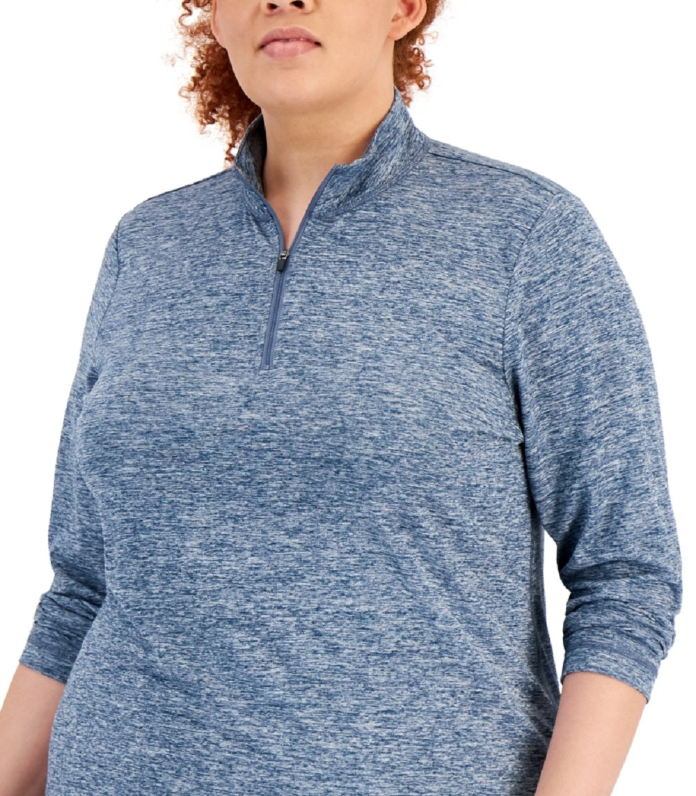 ID Ideology Top feminino com zíper de um quarto azul