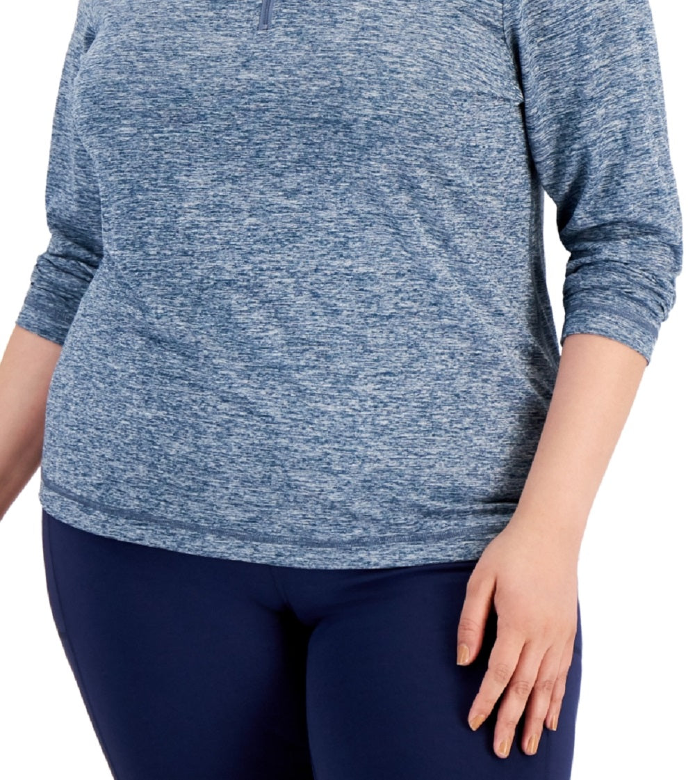 ID Ideology Top feminino com zíper de um quarto azul