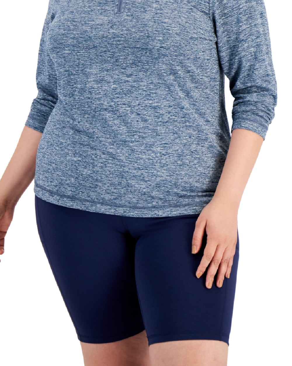 ID Ideology Top feminino com zíper de um quarto azul