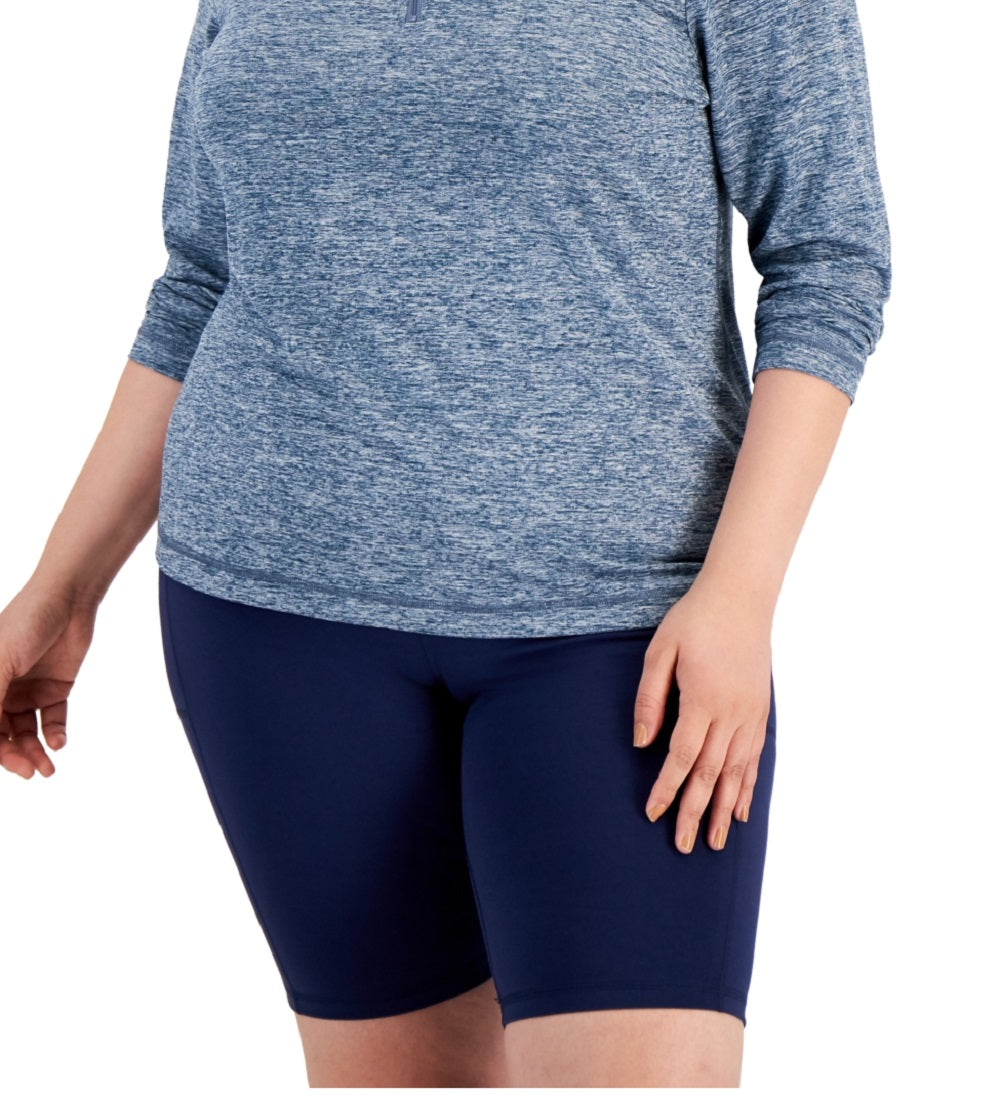 ID Ideology Top feminino com zíper de um quarto azul