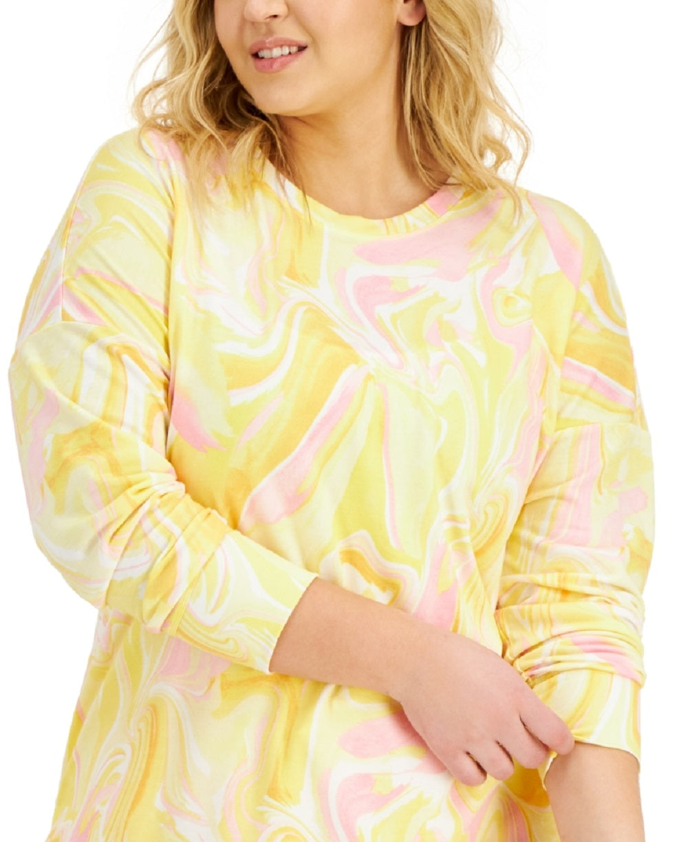 ID Ideology Moletom feminino com estampa Whirl, amarelo, tamanho 3X