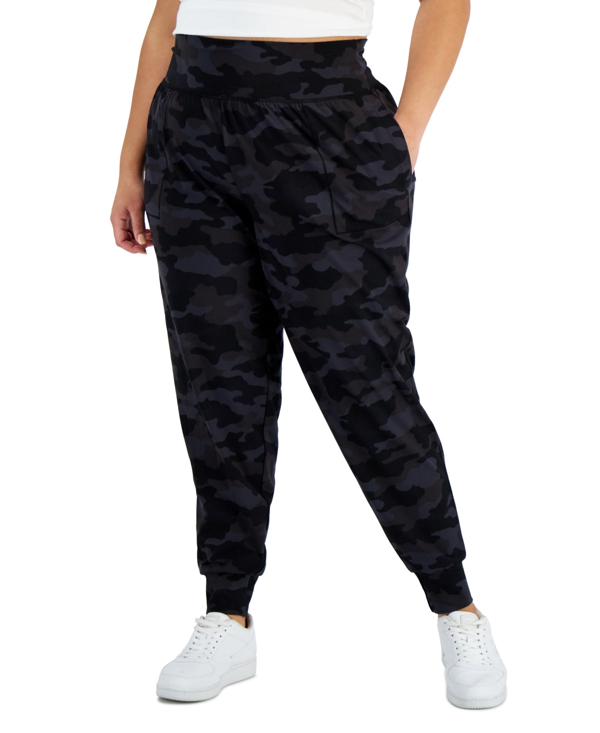 Calça jogger feminina estampada ID Ideology preta tamanho 3X