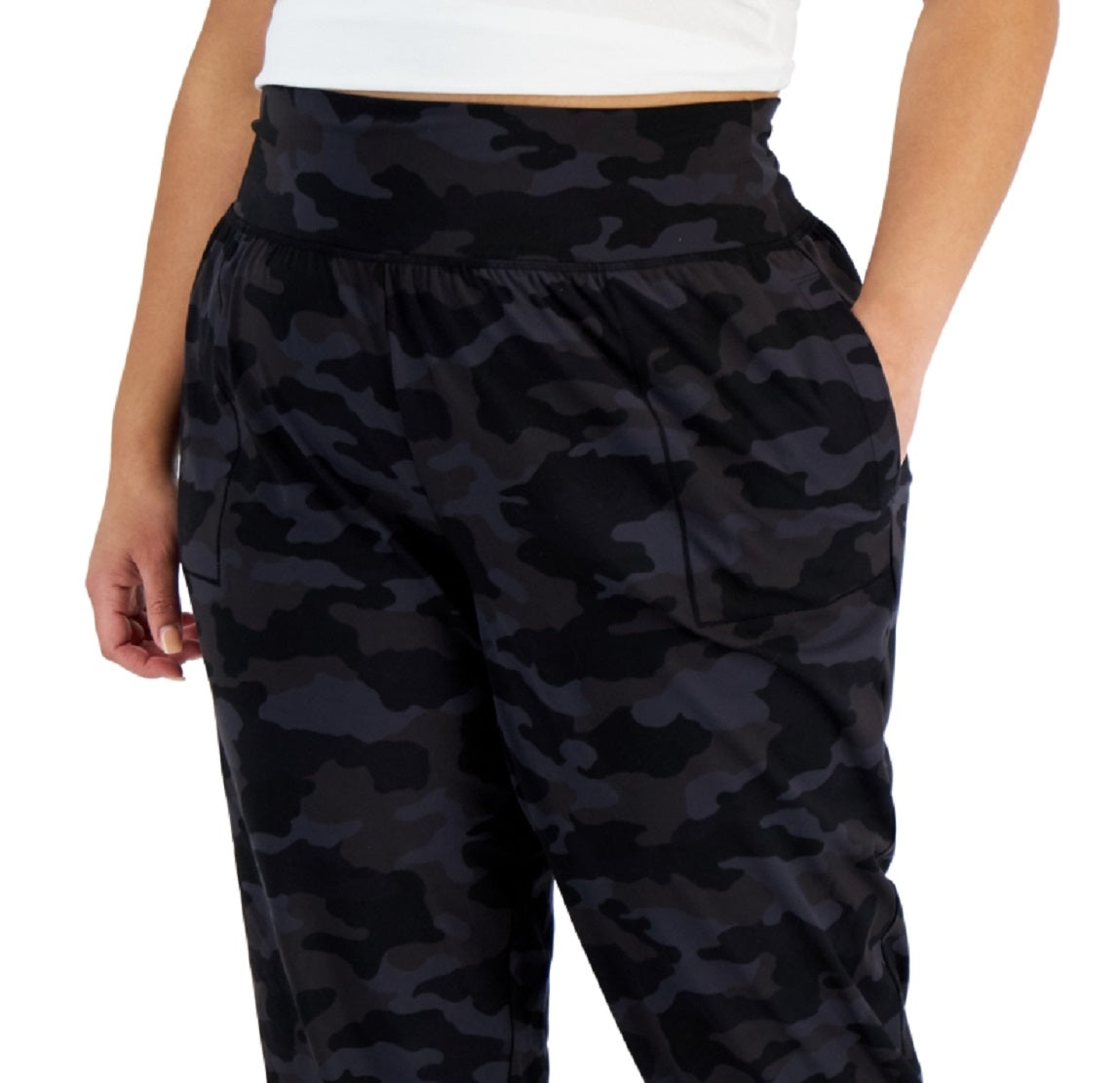 Calça jogger feminina estampada ID Ideology preta tamanho 3X