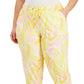 Calça de moletom feminina ID Ideology com estampa Whirl, amarela, tamanho 1X