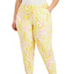 Calça de moletom feminina ID Ideology Whirl Print, amarela, tamanho 2X