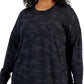 ID Ideology Moletom feminino com estampa camuflada, preto, tamanho 1X