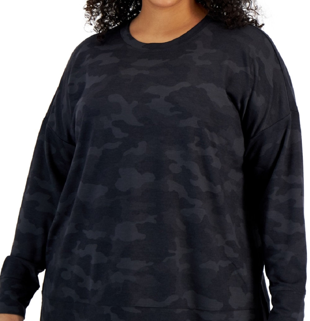 ID Ideology Moletom feminino com estampa camuflada, preto, tamanho 1X