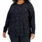 ID Ideology Moletom feminino com estampa camuflada, preto, tamanho 2X