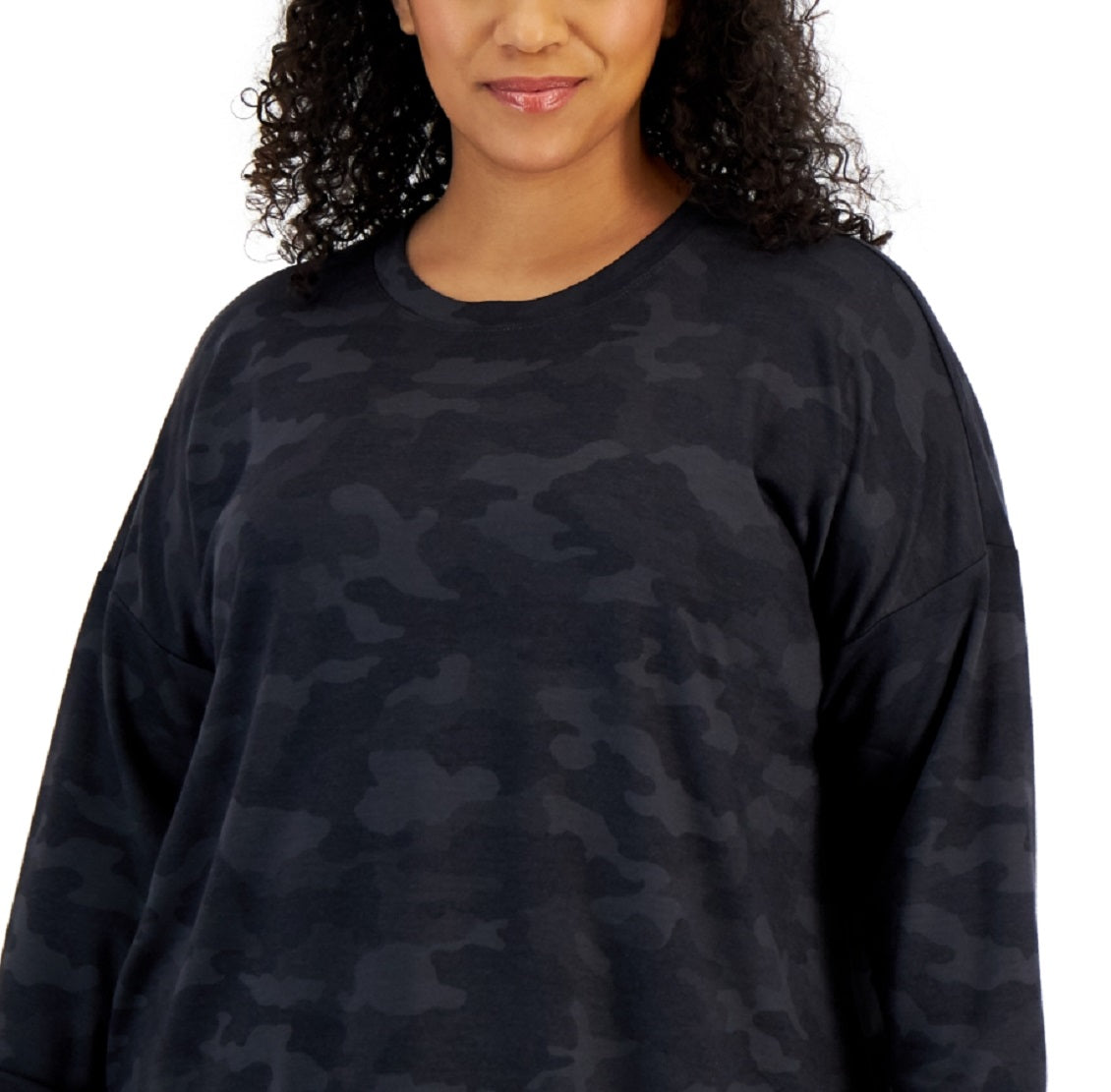 ID Ideology Moletom feminino com estampa camuflada, preto, tamanho 2X