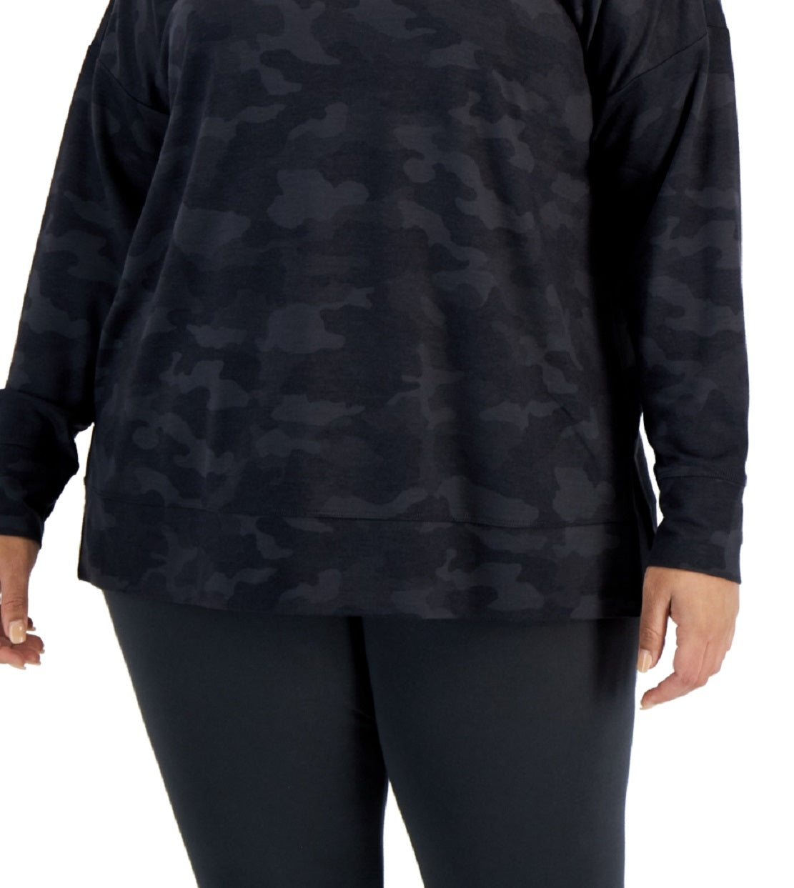 ID Ideology Moletom feminino com estampa camuflada, preto, tamanho 2X