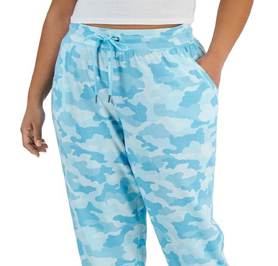 Calça jogger feminina ID Ideology com cordão, azul, tamanho 1X