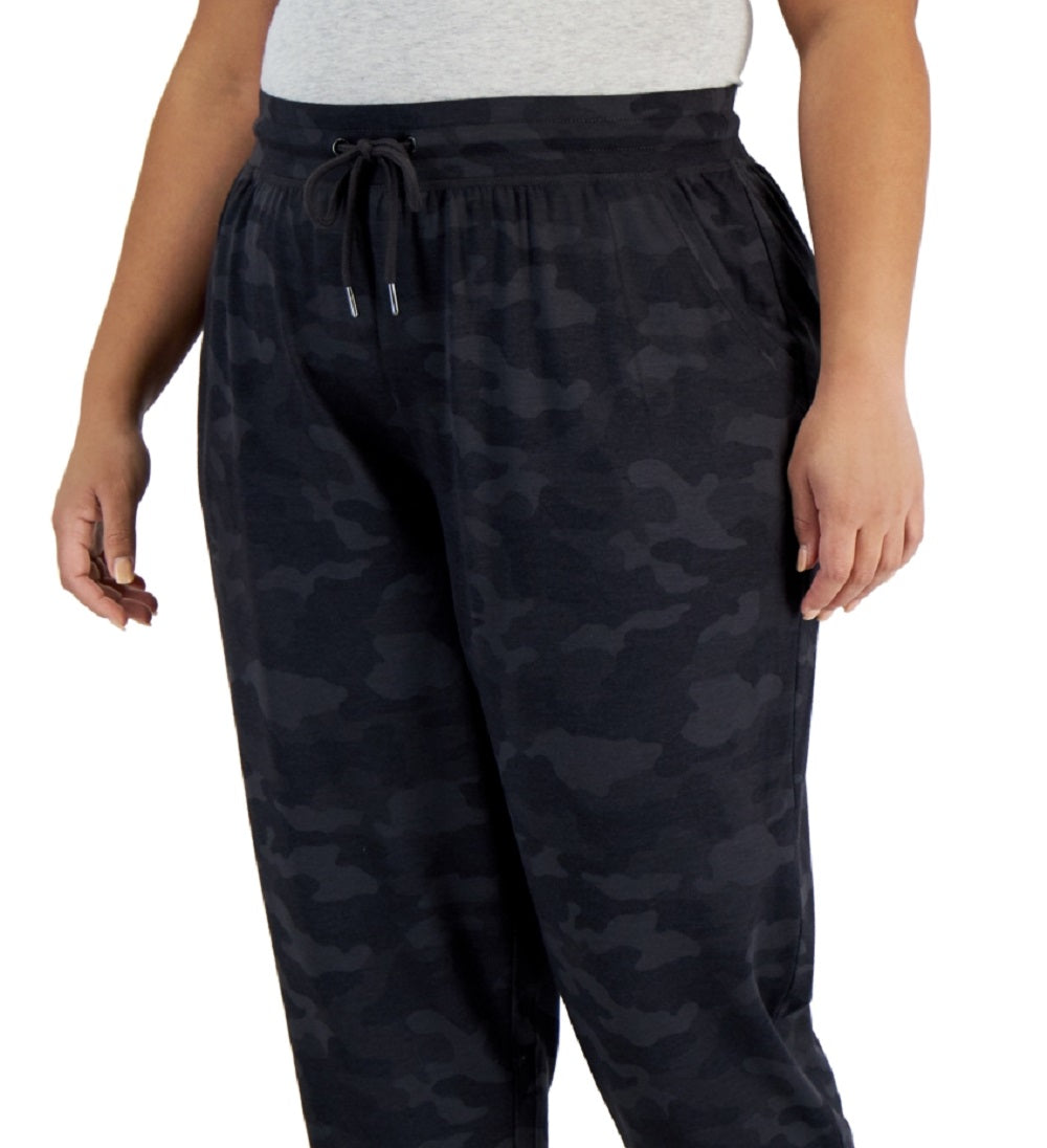 Calça jogger feminina ID Ideology com cordão, preta, tamanho 2X