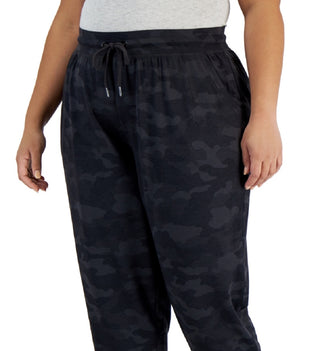 Calça jogger feminina ID Ideology com cordão, preta, tamanho 2X