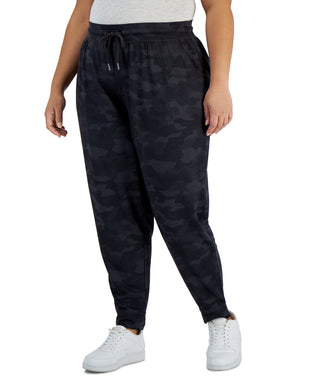 Calça jogger feminina ID Ideology com cordão, preta, tamanho 2X