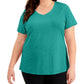 Camiseta feminina ID Ideology Rapidry com decote em V e performance, verde, tamanho 1X