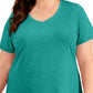Camiseta feminina ID Ideology Rapidry com decote em V e performance, verde, tamanho 2X